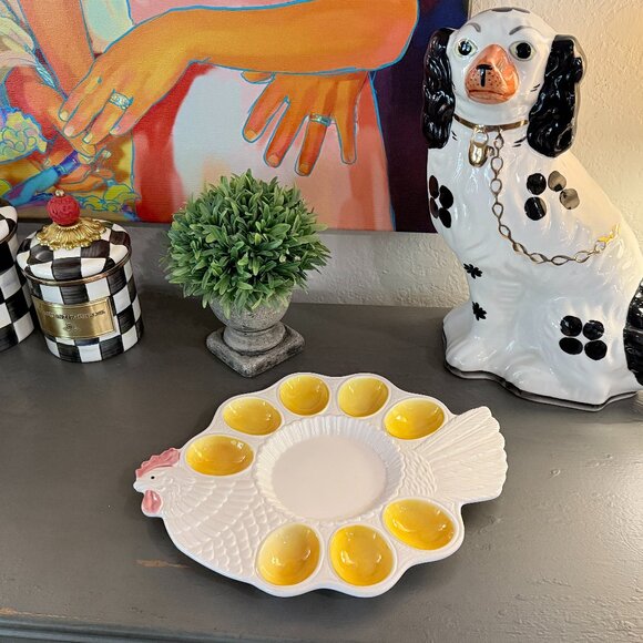 Vintage Ceramic Chicken Egg Platter - Picture 1 of 9